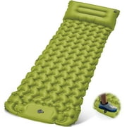 79in Large Camping Sleeping Pad Extra Thick Durable Camping Inflatable Sofa Bed Outdoor Beach Mattress with Pillow for Backpacking Hiking Traveling,-Greenish